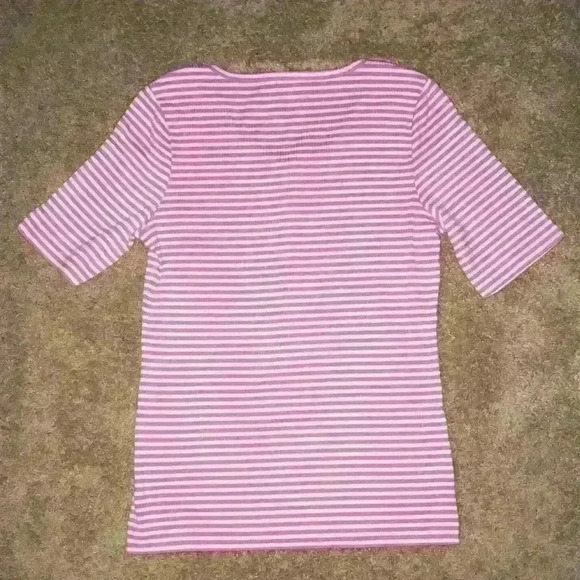 J Crew Striped Lightweight Short Half Sleeve Shirt Top size medium - Picture 6 of 9